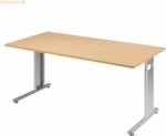 Geram&ouml;bel Schreibtisch Flex S-617103-BS 160x80x68-82cm buche/silber