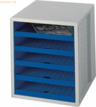 Han Schubladenbox Schrankset 5 offene Sch&uuml;be grau/blau