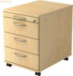 mcbuero.de Rollcontainer 58cm 3 Sch&uuml;be Schloss Bogengriff Ahorn