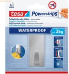 6 x Tesa Klebehaken Powerstrips L Edelstahl Tragf&auml;higkeit 2kg rechteck