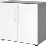 mcbuero.de Schrank Serie 9 2OH BxTxH 80x42x74,8cm Griff BS Graphit/Wei