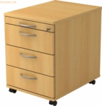 mcbuero.de Rollcontainer 58cm 3 Sch&uuml;be Schloss Bogengriff Buche