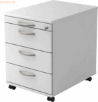 mcbuero.de Rollcontainer 58cm 3 Sch&uuml;be Schloss Bogengriff Wei&szlig;