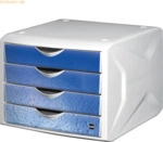 Helit Schubladenbox Chameleon A4-C4 4 Schubladen geschlossen wei&szlig;/blau