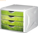 Helit Schubladenbox Chameleon A4-C4 4 Schubladen geschlossen wei&szlig;/gr&uuml;n