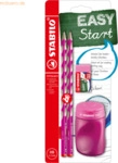 3 x Stabilo Dreikant-Bleistift Easygraph S Schul-Set pink