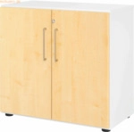mcbuero.de Schrank Serie 9 2OH BxTxH 80x42x74,8cm Griff BS Wei&szlig;/Ahorn