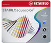 5 x Stabilo Aquarell-Buntstift Stabiloaquacolor Metalletui mit 24 Stif
