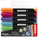 Kores Permanentmarker XP2 3-5mm Keilspitze Set mit 6 Farben