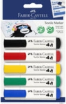 Faber Castell Textilmarker - 5 mm 5 St&uuml;ck Standardfarben sortiert.