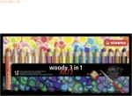 2 x Stabilo Multitalent-Stift woody 3 in 1 Arty Etui VE=18 Farben