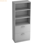 mcbuero.de Regal 5 OH 80x42x200,4cm 2HR Sockelblende Griff CE Grau/Gra