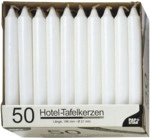 Papstar Tafelkerzen 19,6cm x 2,1cm wei&szlig; VE=50 St&uuml;ck