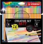 6 x Stabilo Fasermaler/Tintenschreiber Pen poin Kartonetui 24 St&uuml;ck/12