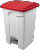 Helit Tretabfallbehälter 45l Kunststoff weiß Deckel rot