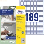 Avery Zweckform Etiketten abl&ouml;sbar Home Office A4 25,4x10mm VE=1.890 E