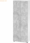 mcbuero.de Schrank 6OH BxTxH 80x42x215,6cm Griff BS Wei&szlig;/Beton