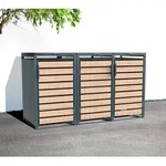 Westmann Metall M&uuml;lltonnenbox Lacina | 3x240 L | Anthrazit/Holzoptik | 80x200x116 cm