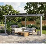 Sojag Lima 1010 | Aluminium Pergola mit Sonnensegel | dreieckig - Lichtgrau