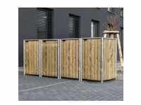Hide Holz Mülltonnenbox für 4 Mülltonnen 240 Liter | Natur | 81x279x115 cm