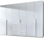 Kleiderschrank 301 cm wei&szlig; Glas 6-t&uuml;rig - rauch - POSA