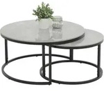 Couchtisch 2er-Set Marmoroptik grau hochglanz - 80 cm - 60 cm - LUAN