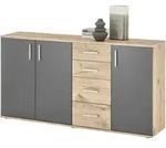 Kommode Viking Oak - grau 160 x 84 cm 3-t&uuml;rig - BOBBY