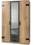 Kleiderschrank mit Spiegel Plankeneiche - graphit - 135 cm LIVERPOOL