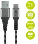 Goobay USB-C auf USB-A mit Metallsteckern, grau, 0,5m