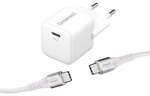 Intenso Power Adapter W30C GaN + C315C Kabel 1,5m wei&szlig; 1x USB-C, Output: max. 30