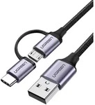 UGREEN Kabel USB-A zu Micro USB + USB-C 1m schwarz