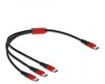 Delock USB Ladekabel 3 in 1 USB Type-C&trade; zu 3 x USB Type-C&trade; 30 cm schwarz / rot