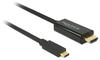 Delock USB Typ-C Stecker < HDMI Stecker (DP Alt Mode) 4K 30Hz, 2m, schwarz