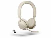 Jabra Evolve2 65 Headset, Stereo, kabellos, beige, Bluetooth inkl. Link 380 USB-A,