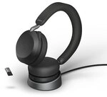 Jabra Evolve2 75 Headset, USB-A Kabellos, Bluetooth, Schwarz, mit Ladestation [MS