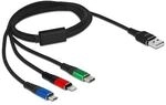 Delock USB Ladekabel 3 in 1 Typ-A zu Lightning&trade; / Micro USB / USB Type-C&trade; 1 m