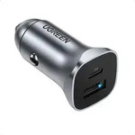 UGREEN USB-C PD+USB-A QC 24W Schnell-Ladeger&auml;t f&uuml;rs Auto, grau