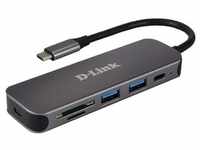 D-Link DUB-2325 USB-Hub mit Kartenleser 1x USB-C, 2x USB-A 3.0, 1x microSD...