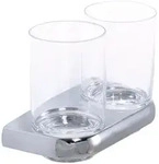 Bravat Metasoft Glashalter 816210 Doppelt, Glas zylinderf&ouml;rmig klar, chrom