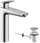 hansgrohe Logis 190 Waschtisch Armatur 71090000 chrom, H&ouml;he 289 mm, Zugstangen