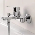 Grohe BauEdge Wannenarmatur 23334000 chrom, mit R&uuml;ckflussverhinderer und Umstellung