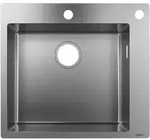 Hansgrohe S712-F450 Einbausp&uuml;le 43305800 edelstahl, 1 Hauptbecken, Hahnloch/Loch