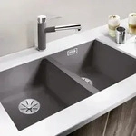 Blanco Subline 350/350-u Sp&uuml;le 523581 75,5x46cm, PuraDur tartufo, f&uuml;r Unterbau