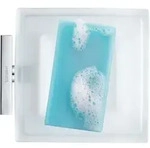 Duravit Karree Seifenschale 0099521000 11,5 x 12,2 cm, Glas wei&szlig; matt, Halter chrom