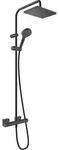 hansgrohe Vernis Shape 230 1jet Showerpipe 26286670 mit Brausethermostat, mattschwarz