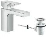 hansgrohe Vernis Shape 100 Waschtischarmatur 71561000 mit Zugstangen-Ablaufgarnitur,