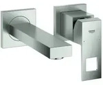 Grohe Eurocube Fertigmontageset 19895DC0 supersteel, Waschtisch-2-Loch-Wandarmatur,
