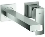 Grohe Eurocube Fertigmontageset 23447DC0 supersteel, Waschtisch-2-Loch-Wandarmatur,