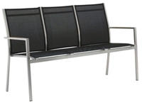 Zebra One 3er-Bank Dark Platinum Edelstahl-Gestell, Teak Armlehenen 157 cm x 63...