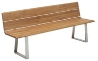 Niehoff MĂ&para;bel Outdoor Niehoff Nova Massivholzbank 220cm, Gestell Edelstahl,